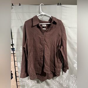 Universal Thread Brown Linen Button Down